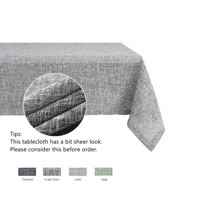 maxmill Flaxy Faux Linen Table Cloth with 2-Tone Slubby Texture Wrinkle Resistant Anti-Shrink Soft Tablecloth for Kitchen Dining Tabletop for Banquet Parties Rectangle 60 x 140 Inch Light Grey - Image 5